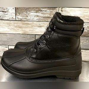 Nautica Black Leather Upper Boots for Rain and Snow Seasons with interior lining